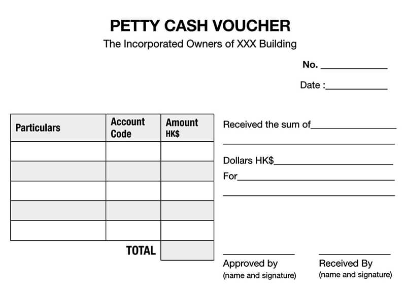 Editable Petty Cash Voucher Sample