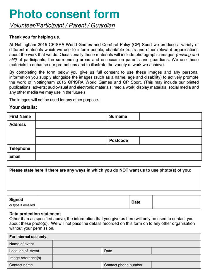 Free Photo Consent Form Template
