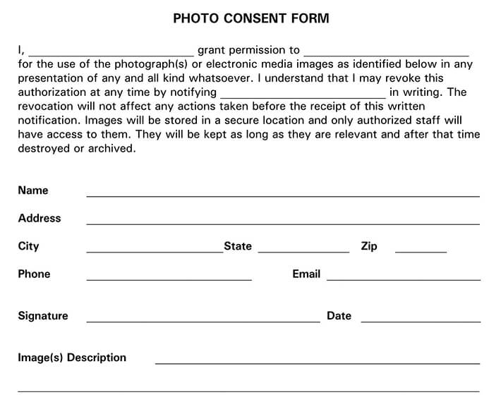 Editable Photo Consent Template Form