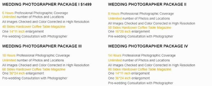 Free Wedding Photography Packages Example 01 as Pdf File