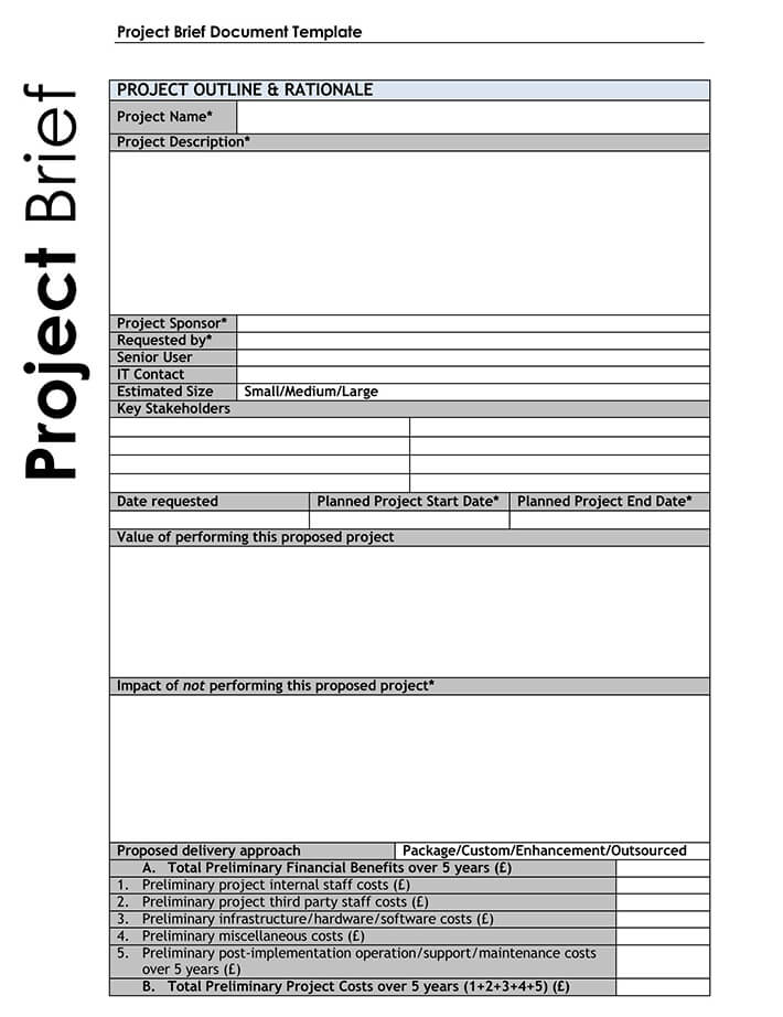 Free Editable Project Brief Document Template as Pdf format