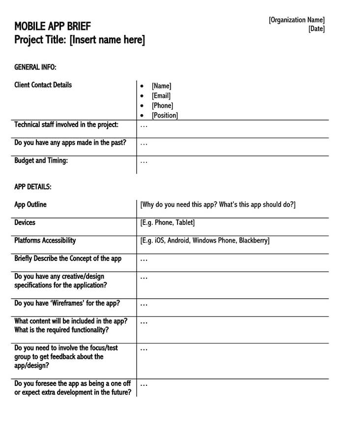 Project brief template in Word 04