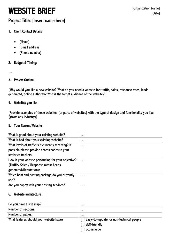 Project brief template in Word 05