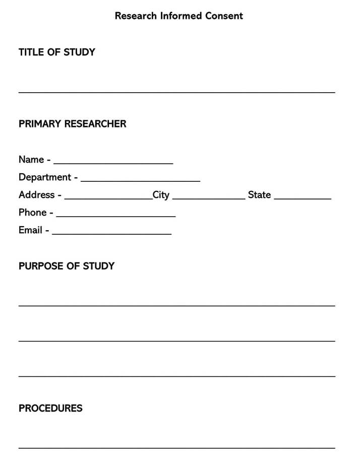Editable Research Informed Consent Form Template