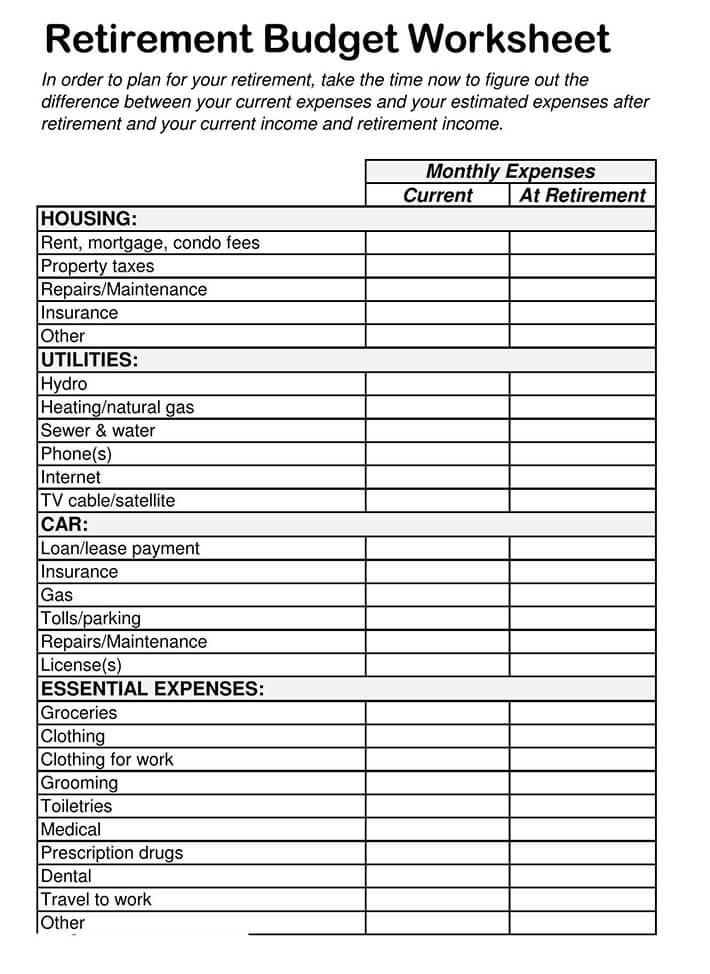 How to Create a Retirement Budget (Free Worksheets) Excel | PDF