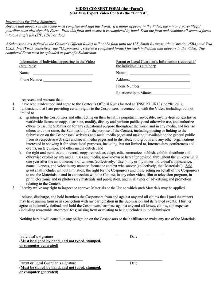 Free Video Consent Forms Templates Word PDF Free Video Consent Forms Templates Word PDF