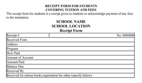 School Tuition Fee Receipt