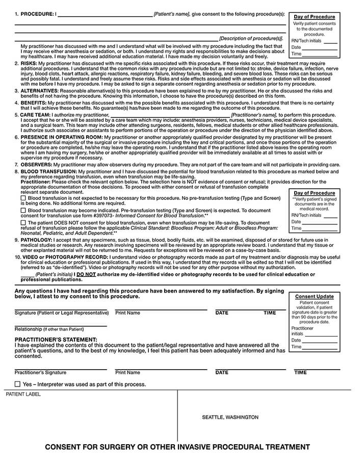 Editable Swedish Surgical Consent Form Example