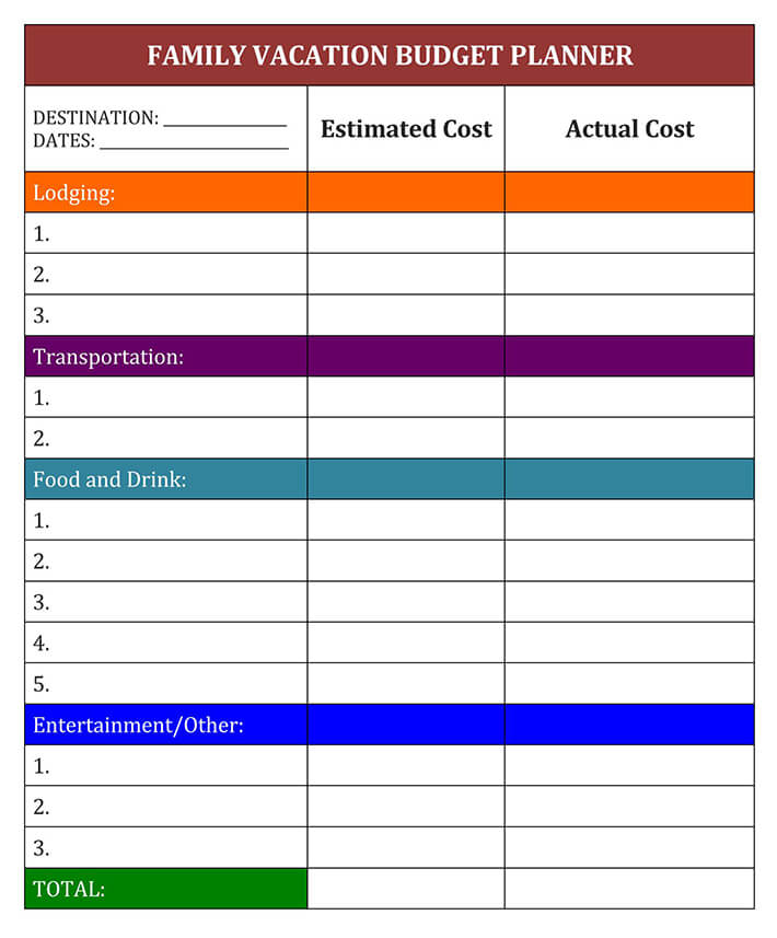 Download free vacation budget template example08