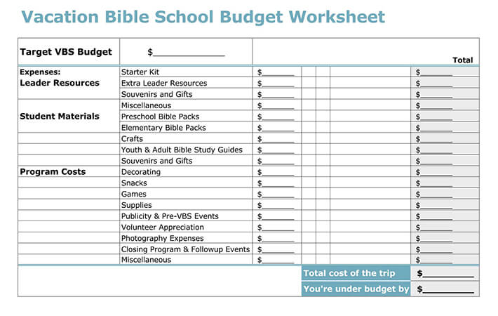 Download free vacation budget template example15