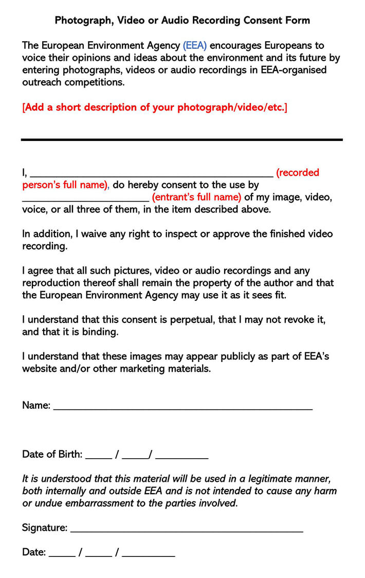 Free Video Consent Forms Templates Word Pdf