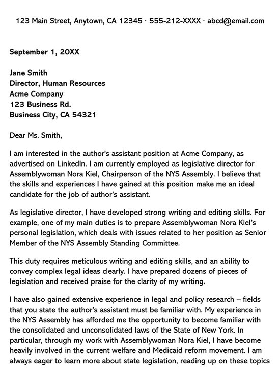 Advertising Assistant Resume Cover Letter