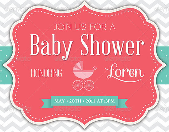 Baby Shower Invitation Pink Template
