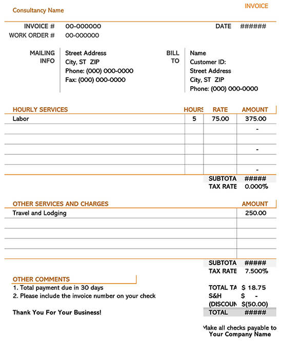 10 Free Consultant Invoice Templates Word Excel 