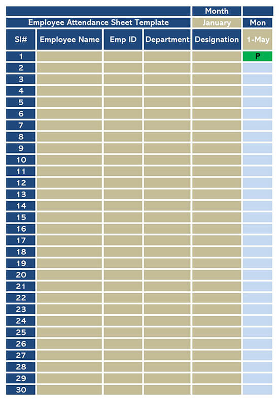 Free Attendance Sheet Templates - For Students & Employees