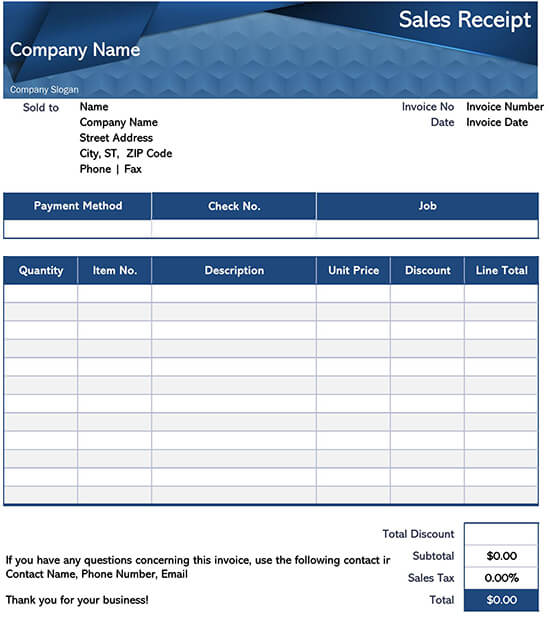 Downloadable payment receipt template in Excel 02