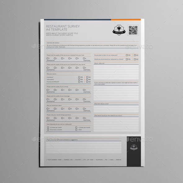 Free printable restaurant survey template in editable Word format 01