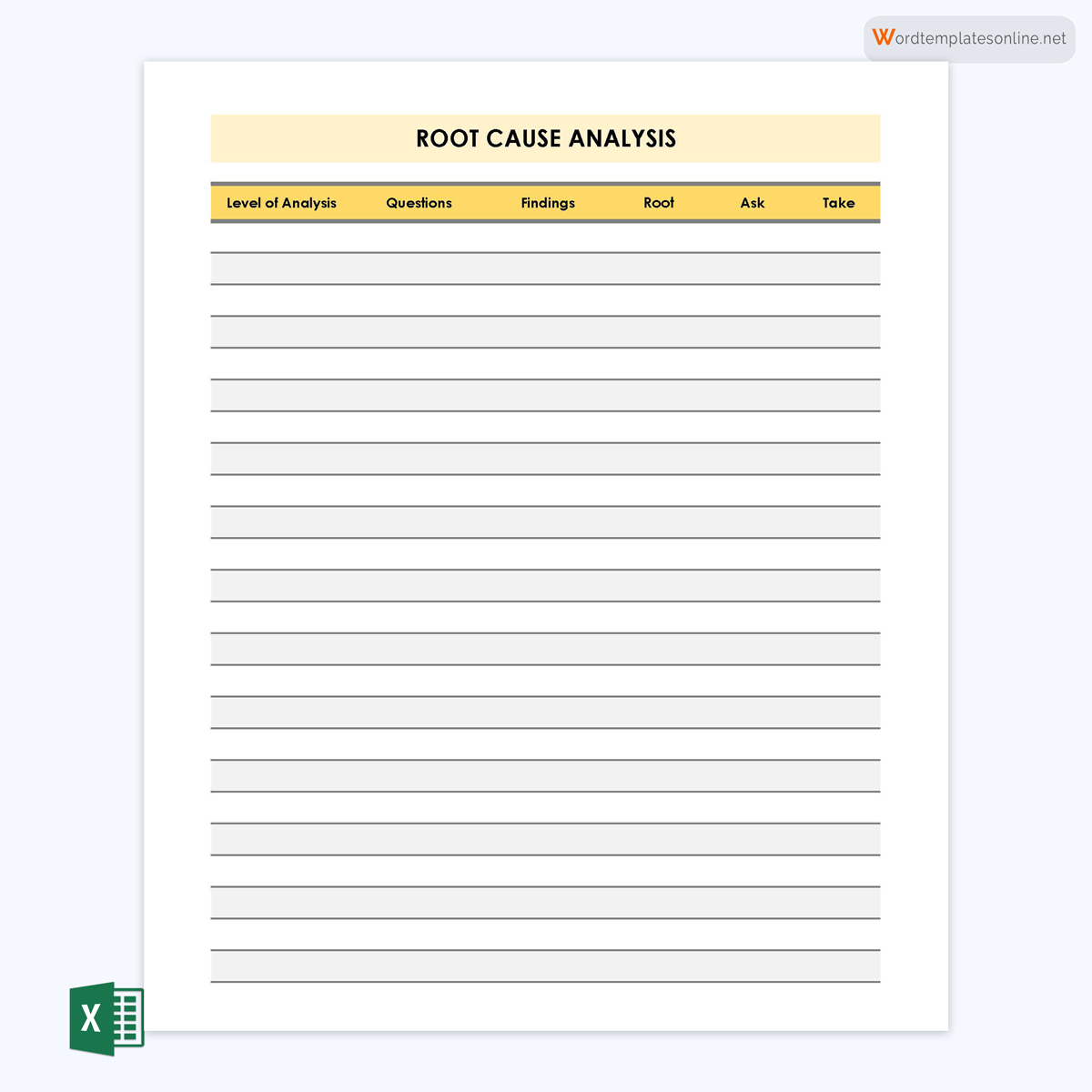 Modern root cause analysis template in Excel 10