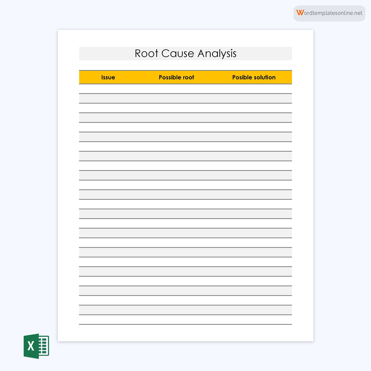 Simplified root cause analysis template in Excel format 15