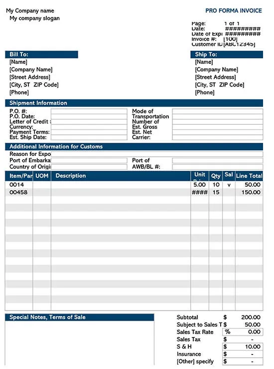 17+ Free Proforma Invoice Templates (Word  Excel  PDF)