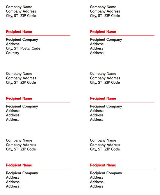 free Sample Shipping Label Template