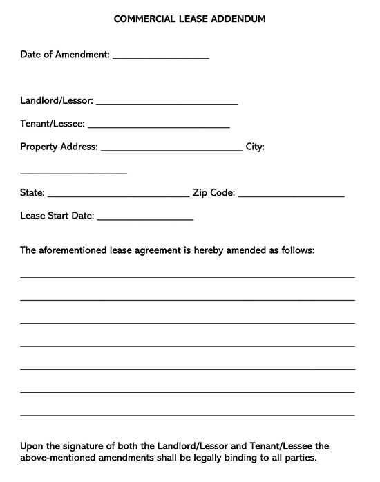 Free Editable Commercial Lease Addendum Form as Word File