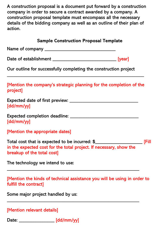 editable Construction Bid Proposal Template 02