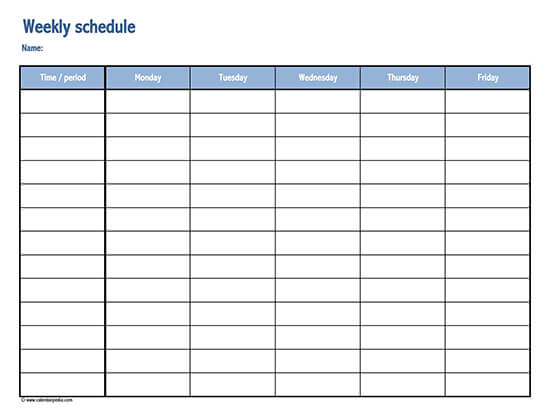 Free Daily Work Schedule Template