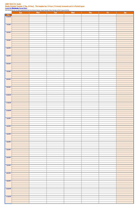 Editable Daily Work Schedule Sample