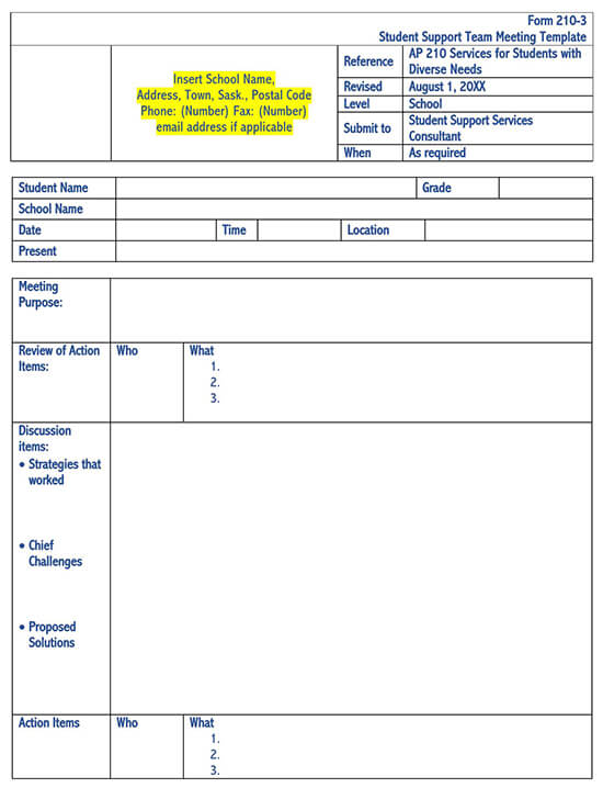 Perfect Editable Meeting Minutes & Notes Template 02 in Word Format