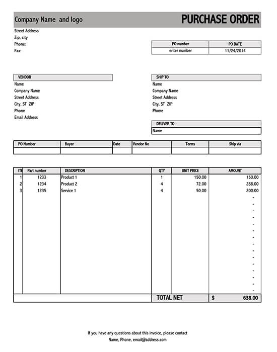 microsoft purchase order template
