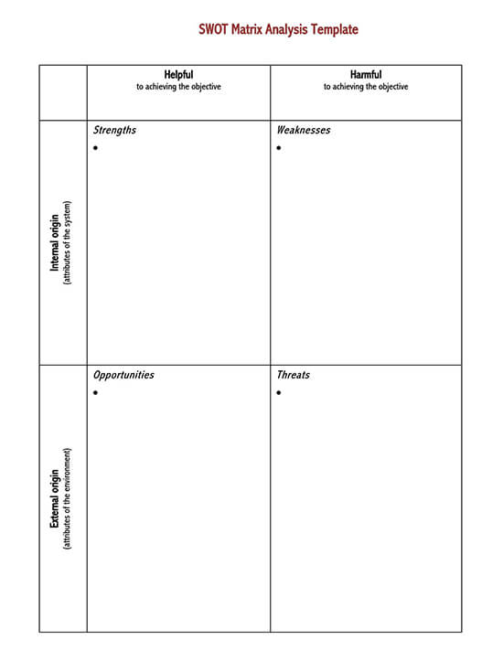 SWOT analysis template for Word 04