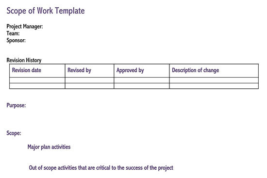 Customizable Simple Scope of Work Template