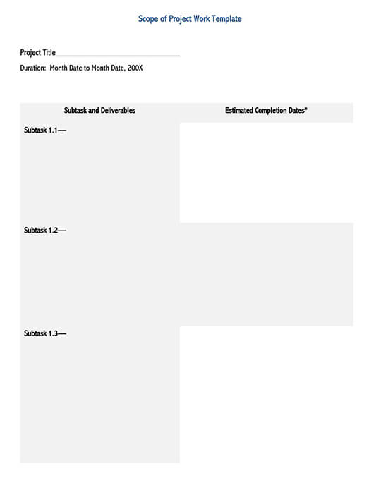 Downloadable Scope of Work Template