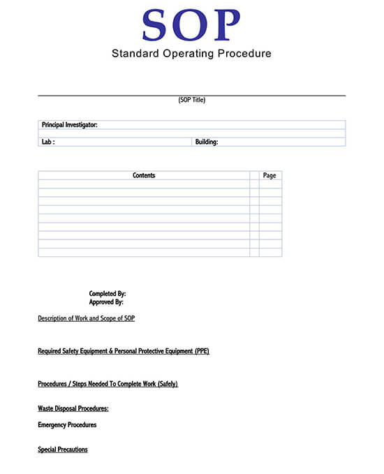 standard operating procedures examples in office 01