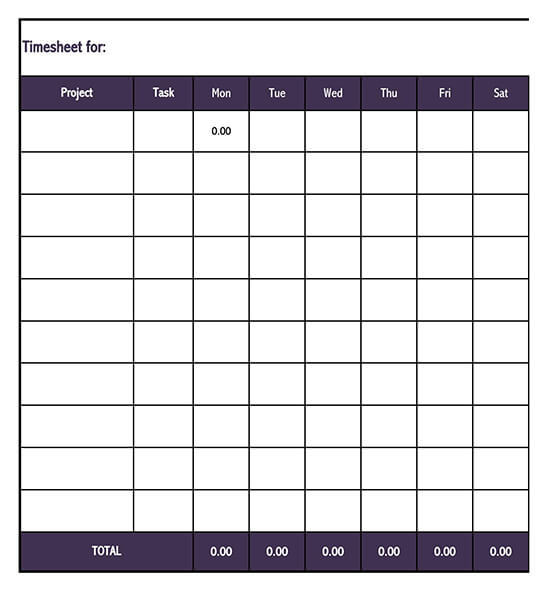 Free Timesheet Template Example for Excel 03