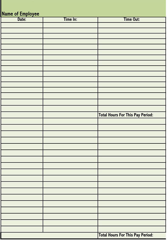 Free Timesheet Template Example for Excel 07