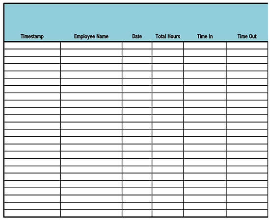 Free Timesheet Template Example for Excel 13