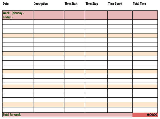Free Timesheet Template Example for Excel 14
