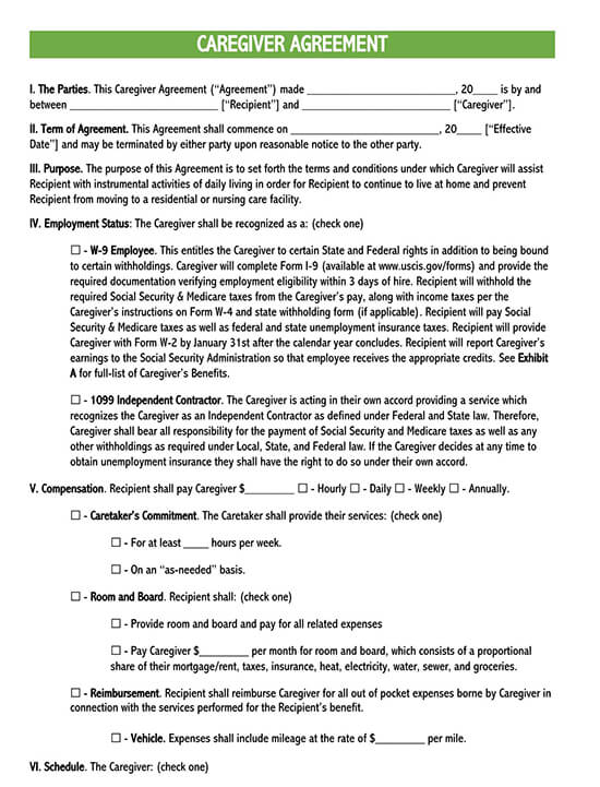 Free Caretaker Service Agreement Templates (Word PDF)