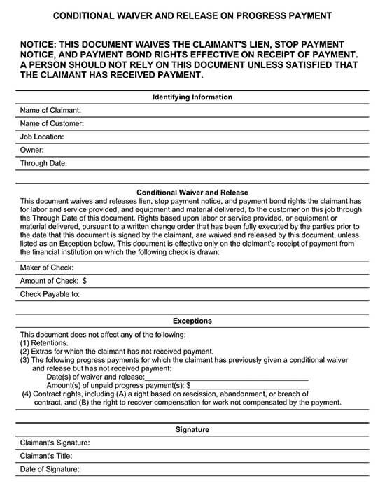 Contractor Lien Release Form - PDF Sample 01