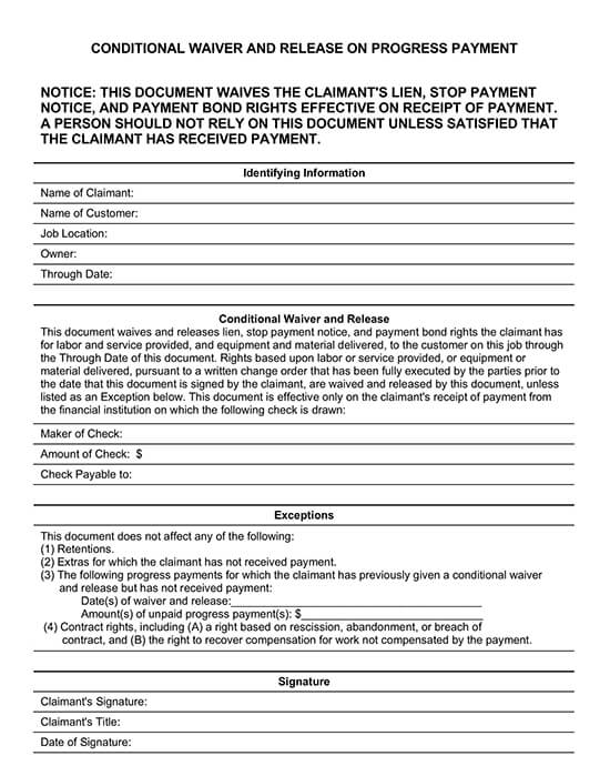 Contractor Lien Release Form - PDF Sample 02