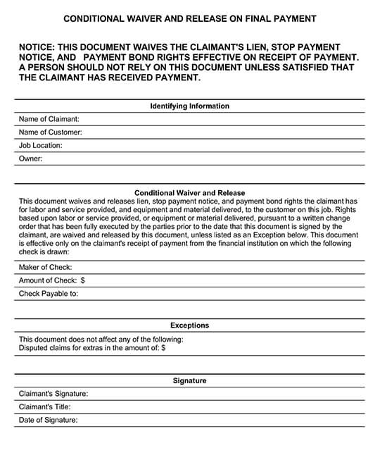 Contractor Lien Release Form - PDF Sample 03