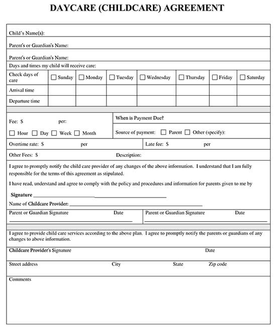 Forms For Child Care Providers