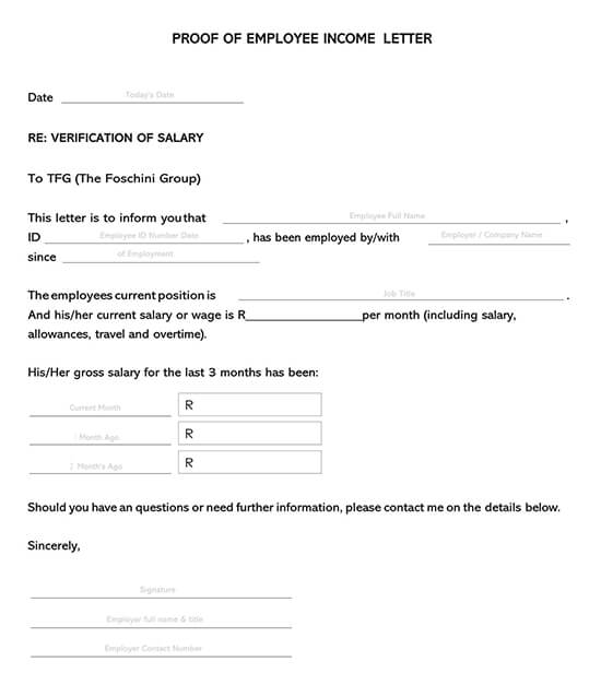 Employee Income Verification Letter 01