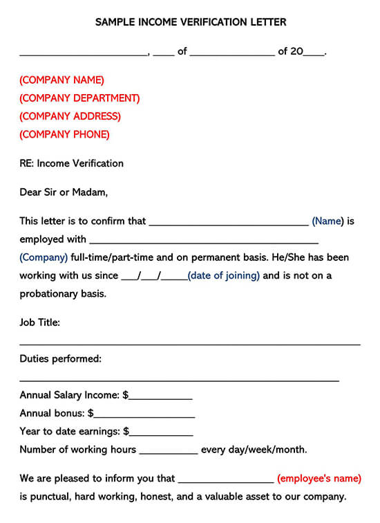 Employee Income Verification Letter 08