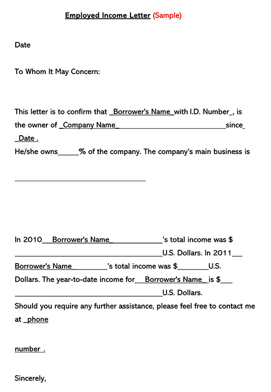 Sample Employee Income Verification Letter 13