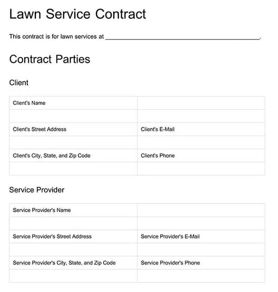 Free Lawn Care Contract Templates, Simple Landscape Contract