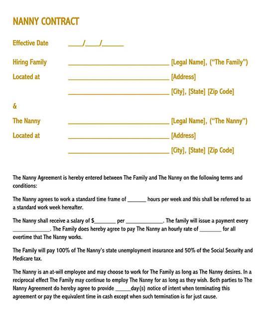 Nanny Contract Templates (Basic Guide & Examples)