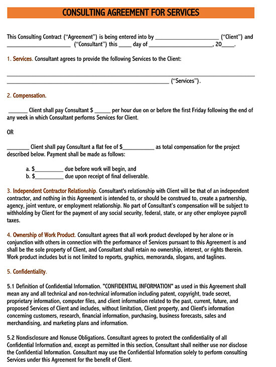 simple professional services agreement, template